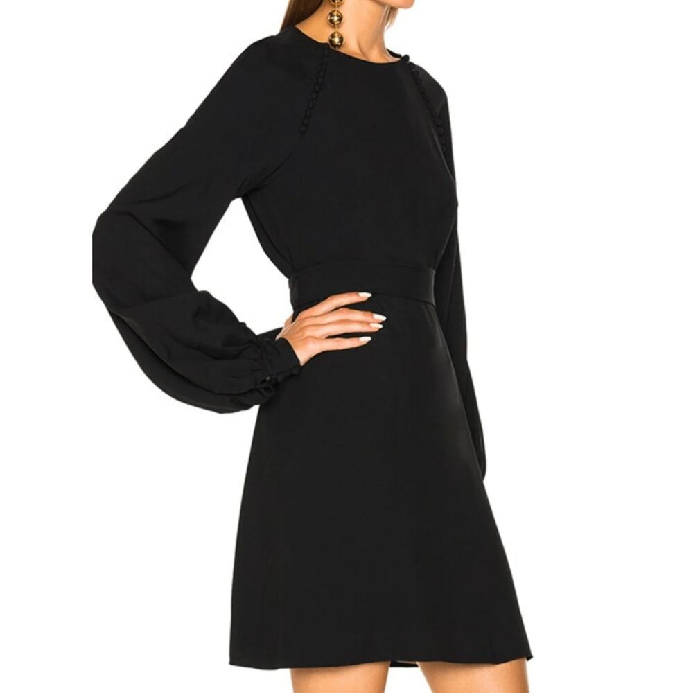 CHLOE Balloon Sleeve Crepe Shift Mini Dress in Black Women's Sz. 40 (US 6)